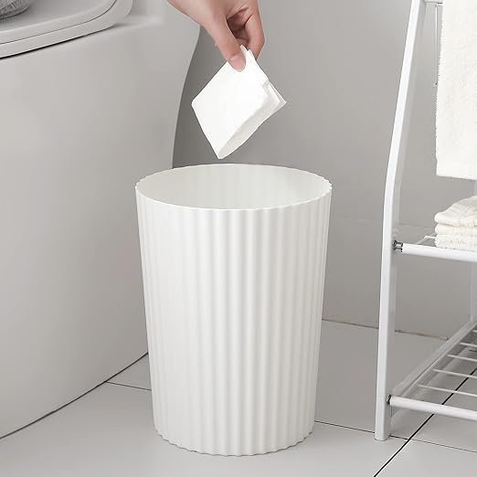 JiatuA Small Trash Can Plastic Wastebasket Round Garbage Container Bin for Bathroom, Kitchen, Bedroom, Home Office, College Dorm, White 4 Pack