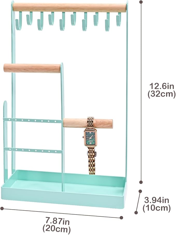 ProCase Cute Jewelry Stand, Aesthetic Jewelry Organizer for Dresser Vanity, Jewelry Holder Display for Necklaces Earrings, Gifts for Teen Girls Women, Bedroom Dorm Decor -Medium, Aqua