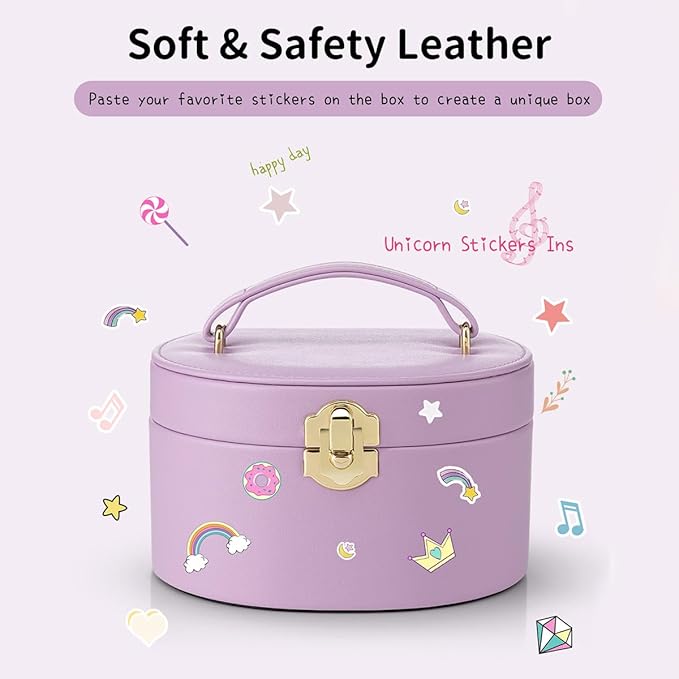 VLANDO Musical Jewelry Box for Girls, Small Kid Music Box with Ballerina for Party Bedroom Decor, Bithday Gift for Girl - Purple