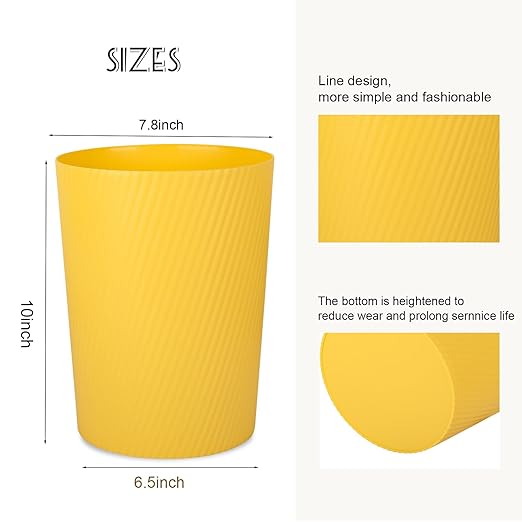 UUJOLY Small Trash Can Wastebasket Garbage Can Container Bins for Bathrooms, Laundry Room, Kitchens, Offices, Kids Rooms, Dorms (Yellow)