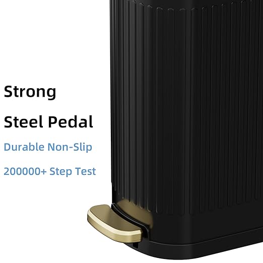 KSSKSS 2.6 Gallon Slim Bathroom Trash Can with Soft Close Lid, 10L Stainless Steel Garbage Can with Removable Liner Bucket, for Narrow Spaces, Bathroom, Bedroom (Matt Black)
