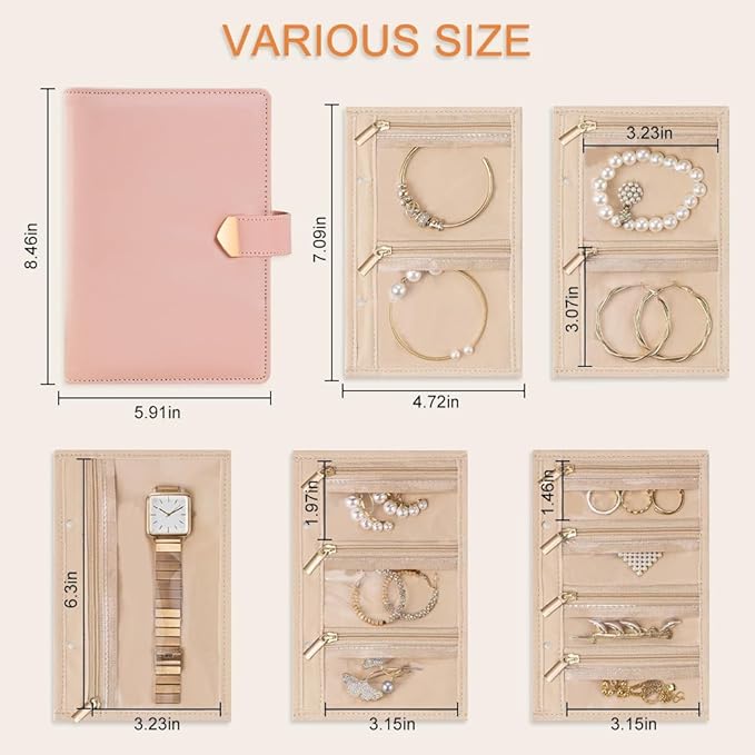 Travel Jewelry Organizer - Waterproof Leather Portable Jewelry Case for Women with Transparent PVC & Suede Lining, Compact Jewelry Storage for Earrings Necklaces Rings