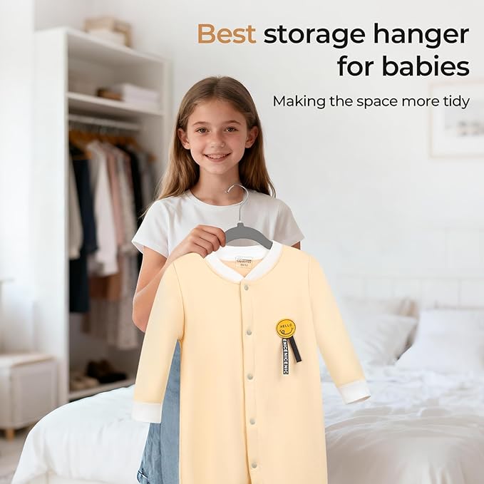 GoodtoU Velvet Baby Hangers Kid Hangers Clothing 11" Toddler Infant Hanger for Nursery 20 Pack - Drak Grey