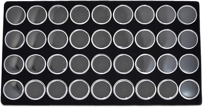 TheDisplayGuys For Your Modern Living 2-Pack 36-Jars Velvet Foam Padding Jewelry Container Inserts - Tray/Case Liners - Medium Gem, Beads, Collectibles Storage Box (Black) by The Display Guys