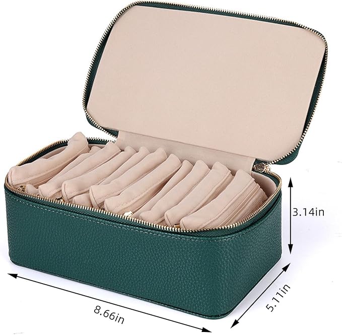NCONCO Travel Jewelry Box, Portable PU Leather Travel Jewelry Organizer with 12pcs Velvet Bags Compact & Lightweight Travel Jewelry Case for Necklaces Rings Earrings Sorting Storage
