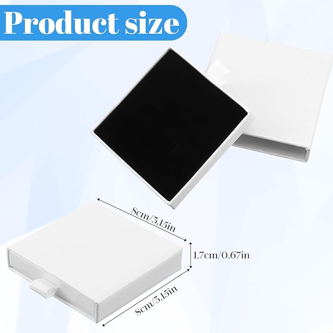 Jewellery Gift Box, 4 Pcs Ring Necklace Box Small Gift Boxes for Bracelets Earrings Necklaces Bracelet Drawer Organizer Square Pendent Storage Case for Birthday DIY Wrapping(White)
