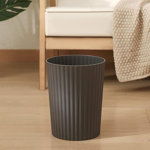 JiatuA Small Trash Can Plastic Wastebasket Round Garbage Container Bin for Bathroom, Kitchen, Bedroom, Home Office, College Dorm, Dark Grey 2 Pack