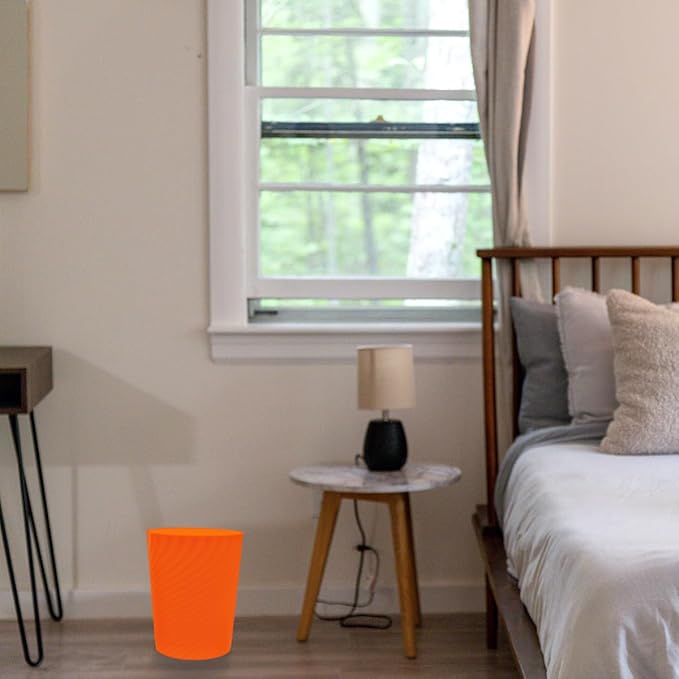 DAJITRE 1.8 Gallon Small Trash Can Wastebasket Recycling Bin Slim Profile for Compact Spaces Bathroom, Office, Bedroom, Kitchen (1.8 Gallon, Orange)