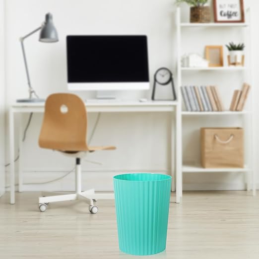 JiatuA Small Trash Can Plastic Wastebasket Round Garbage Container Bin for Bathroom, Kitchen, Bedroom, Home Office, College Dorm, Light Blue