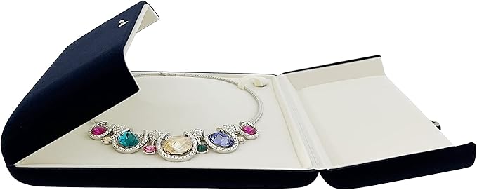 Velvet Jewelry Case for Pearl Necklace Large Velvet Necklace Stoarge Box for Pearl Strands Multi-strand Necklace Storage Box (Jewelry not included)