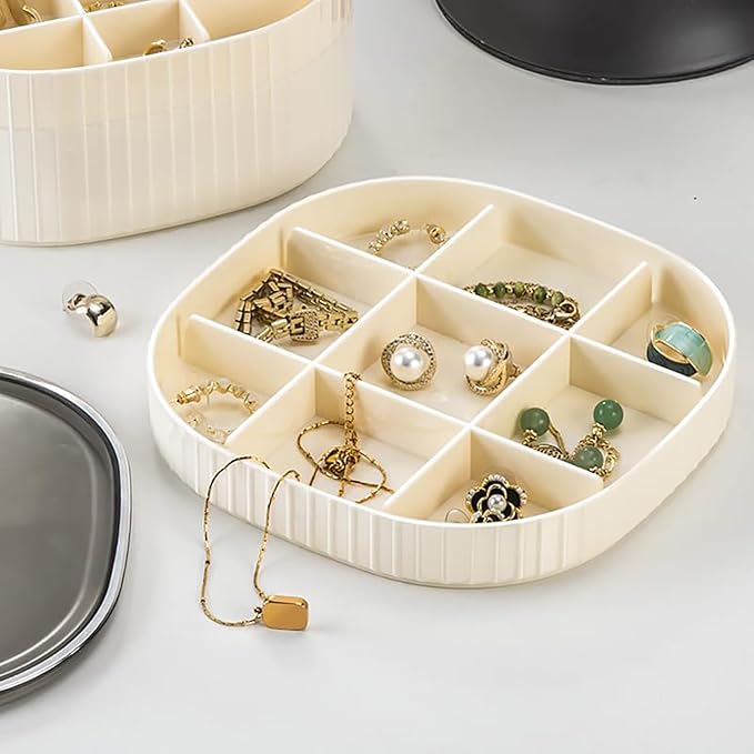 HALAFE Jewelry Box, 3-Layer Acrylic Jewelry Organizer with Handle, Clear Jewelry Boxes for Women Girls, Make up Organizer, Jewelry Storage Holder (Cream)