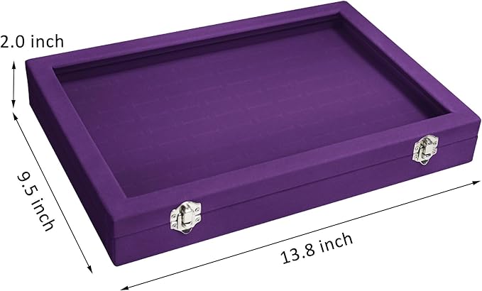 Vicoter Rings Organizer Tray 100 Slot Velvet Ring Earring Storage Box TranSparent Cover Jewelry Store Ring Display Box Jewelry Display Cabinet for Girl Wife Mother