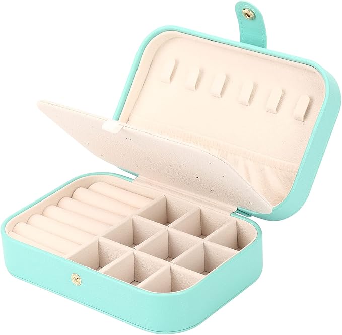 FEISCON Jewelry Box, Travel Jewelry Organizer Case Small Jewelry Storage and Organizers Craft Containers Travel Mini Organizer/GREEN