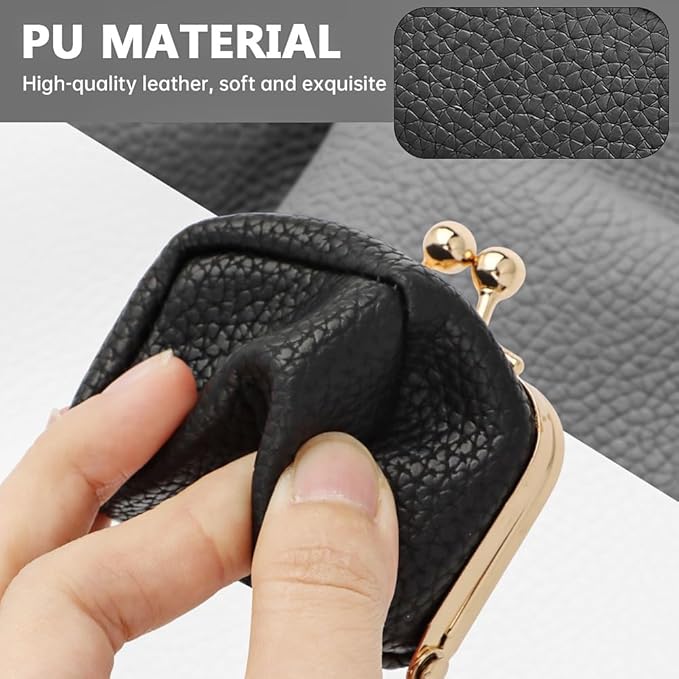 PU Leather Mini Jewelry Box, Vintage Portable Mini Jewelry Organizer with Kiss Lock, Compact Travel Case for Rings, Earrings, Necklaces - Ideal Gift for Women