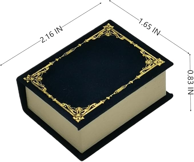 Book Shaped Ring Box - Vintage Engagement Ring Box with Hinged Lid for Proposal Engagement Wedding, Proposal Ring Case-PRB012-Blue