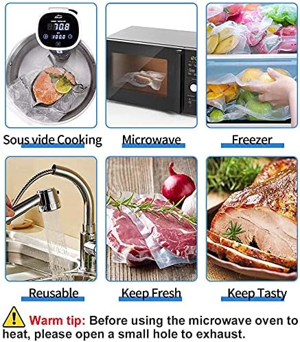 200 Vacuum Sealer Bags For Food, 8x12 Inch Thick BPA Free Vacuum Sealer Storage Bags, Compatible with All Vac Machines, Food Saver, Seal a Meal, Weston, Commercial Grade Precut Prep Sous Vide Bags - Image 6