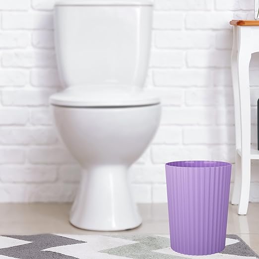 JiatuA Small Trash Can Plastic Wastebasket Round Garbage Container Bin for Bathroom, Kitchen, Bedroom, Home Office, College Dorm, Taro Purple 2 Pack
