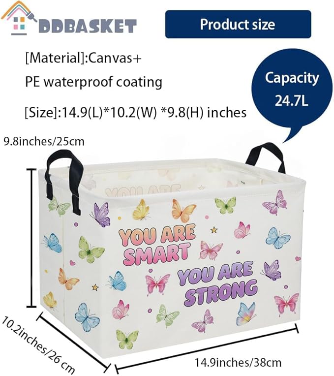 Rectangular Kids Baskets Butterfly Basket Cute Storage Bins Organizer Box Boys Room Decor for Home.(Color butterfly)