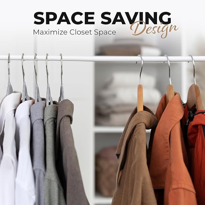 Our Modern Space 30 Pack Velvet Hanger for Shirt Pants Dresses Skirts Suits Jackets - Slim Space Saving Design - Standard Coat Hanger - Sturdy & Durable Design with Shoulder Grooves Hook