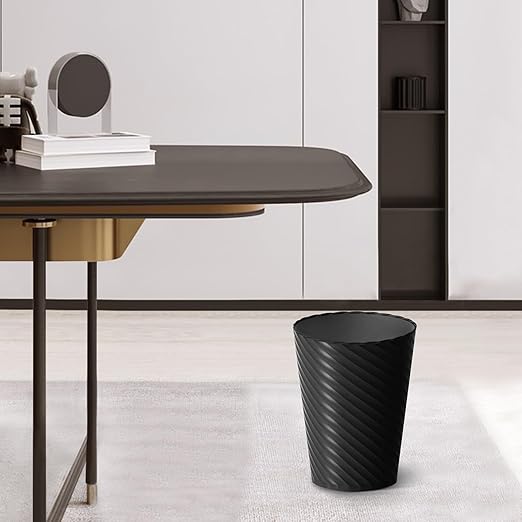 Bathroom Trash Can, 8 Pack 1.8 Gallons Small Trash Can with Trash Bags, Bathroom Garbage Can, Plastic Trash Bin, Round Waste Basket for Bedroom, Office, Kitchen, Room, Compact Space (White Black Grey)