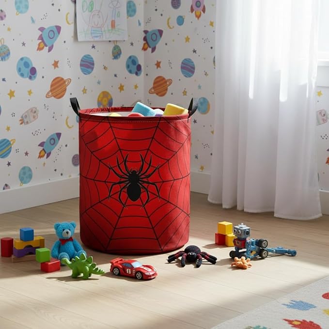 Baby Laundry Hamper kids laundry Basket Waterproof Laundry Bag for Bedroom Toy Clothes Organizer Room Décor(Spider Web)