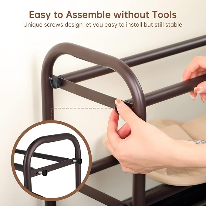 Gonfoam 2-Tier Expandable Shoe Rack,Adjustable Shoe Shelf Storage Organizer Heavy Duty Metal Free Standing Shoe Rack for Entryway Closet Doorway (Bronze)