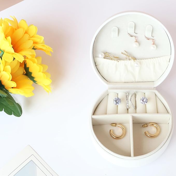 Travel Jewelry Case,Personalized Jewelry Box,Elegant Half-Moon Design with Personalized Golden Initial Case,Personalized Gifts for Women,Jewelry organizer;Personalized Gifts for Women or Friends(D)