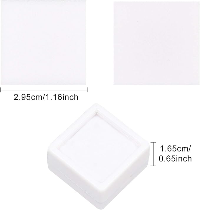 BENECREAT 36PCS White Gemstone Display Box Mini Square Acrylic Jewelry Box Container 1.2x1.2x0.6 with Clear Top Lids and Sponge for Festival Gems,Jewelry Packing