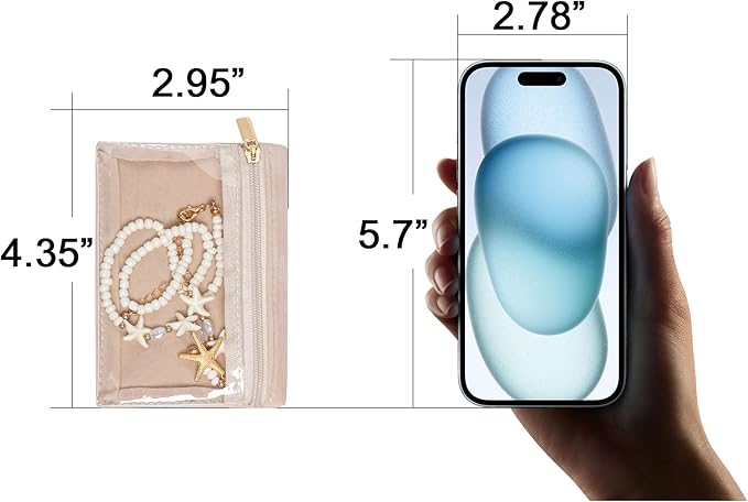 Frebeauty Travel Jewelry Organizer, 6 Pcs Velvet Jewelry Pouch Bag with Zipper Pocket, Visualization Design for Rings, Earrings, Necklace