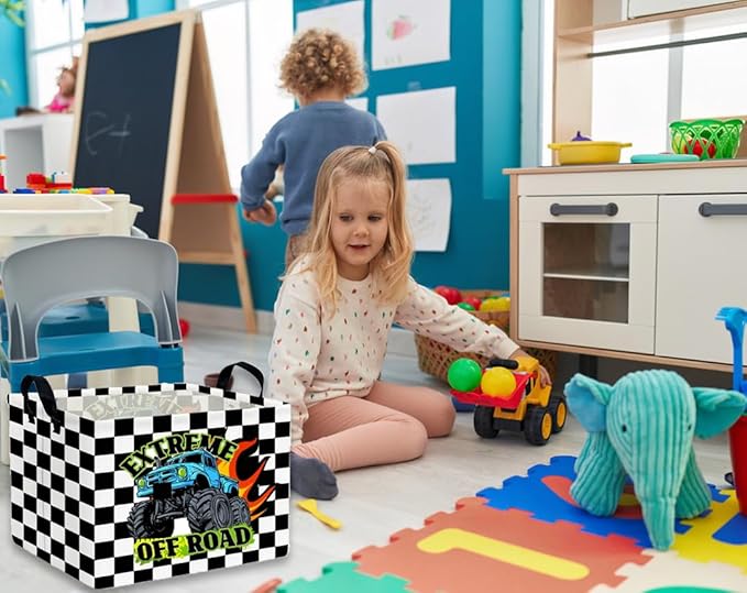 Rectangle Kids Baskets Car Basket Cute Storage Bin Organizer Boys Box for Room Decor Gift Basket(Racing car)