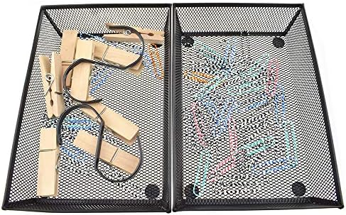 HAHIYO Stackable Mesh Tray Cup 9 x 6 x 2 inches Sturdy Container for Desk Drawer Organizer Collection for Home Office School kitchen Soft Foam Feet No Sharp Edges 1 Pack Black - Image 5