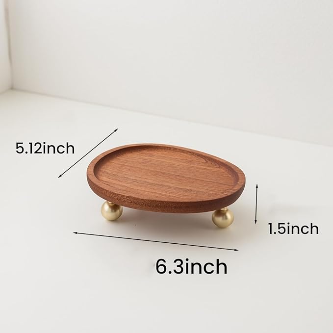 Wooden Jewelry Display Tray, Mothers Day Gifts Presentation Tray, Organizer for Rings, Necklaces, Earrings, Catchall Holder, Trinket Dish, Key Tray (Oval)