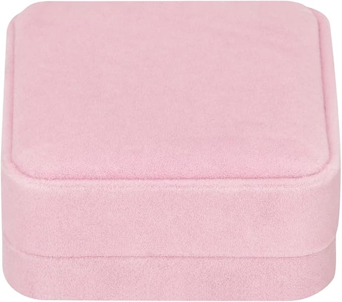 LETURE 4 Pieces Classic Velvet Bracelet Bangle Pendant Necklace Gift Box, Travel Jewelry Box Display Storage Case for Gift, Wedding, Engagement, Proposal, Birthday (4PCS Bracelet-PINK)