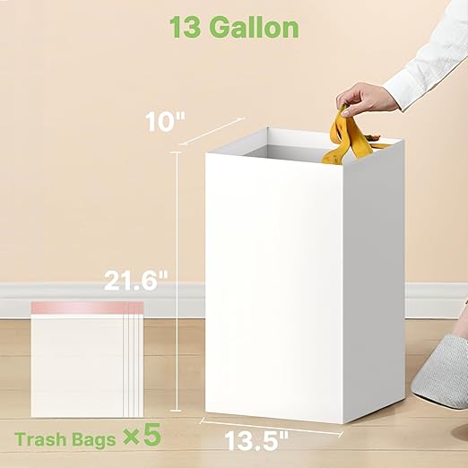 Magicheap 4 Pack Extra Large Disposable Trash Cans, Reusable Portable Garbage Can, 13 Gallon (21.6" H x 13.5" W x 10" D), Extra Thick Recycled Cardboard Portable Garbage Can and Recycling Bins,White