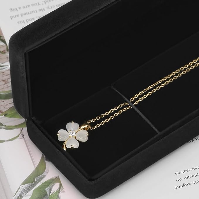 KUKUVR 2 Pieces Metal Velvet Necklace Bracelet Gift Box, Soft Lining Bracelet Pendant Long Chain Organizer Holder Display Case for Wedding Engagement Birthday Anniversary (Black)