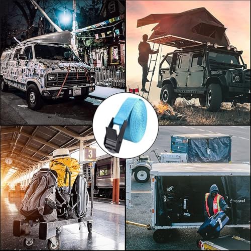 4pcs Lashing Straps 59"x1" Tie Down Straps with Adjustable Heavy Duty Cam Buckles for Kayak, Cargo, Luggage, Cinch, Canoe, Bicycles, Motorcycles, TruckSecure Straps （Sky Blue） - Image 7