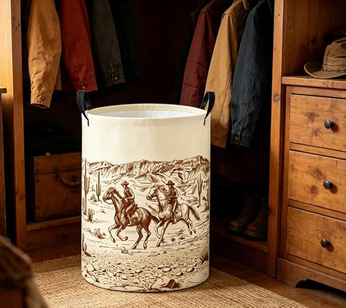 Baby Laundry Basket Baby Nursery Hamper Kids Laundry Basket Toy Storage Bin for Boys Room Decor Gift Baskets for Bedroom Bathroom(Cowboy)