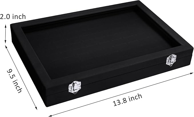 Vicoter Rings Organizer Tray 100 Slot Velvet Ring Earring Storage Box TranSparent Cover Jewelry Store Ring Display Box Jewelry Display Cabinet for Girl Wife Mother