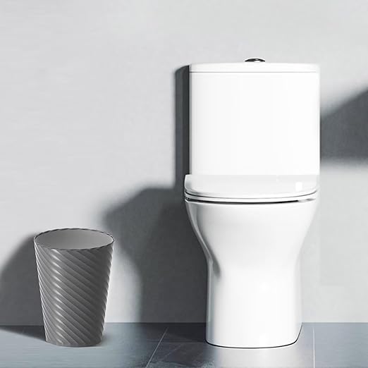 Lysam Bathroom Trash Can, 3 Pack 1.8 Gallons Small Trash Can with Trash Bags, Bathroom Garbage Can, Plastic Trash Bin, Round Waste Basket for Bath，Bedroom, Office, Kitchen, Room, Compact Space (Grey)