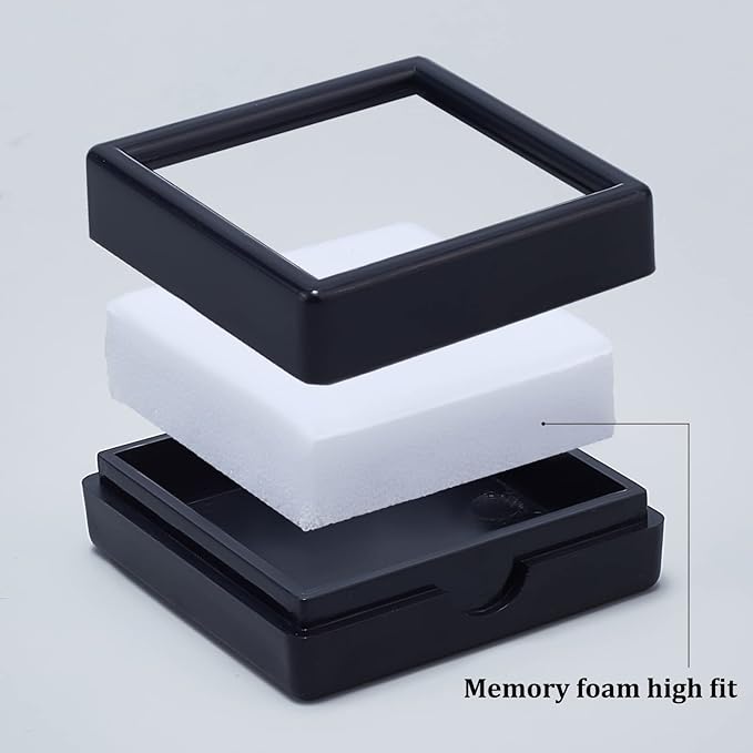 BENECREAT 24PCS Black Gemstone Display Box Jewelry Box Container with Clear Top Lids 1.5x1.5x0.6 for Gems, Jewelry, Crystal Diamond Accessories Display