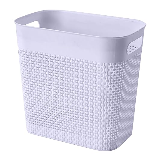 UUJOLY Plastic Small Trash Can Wastebasket, Garbage Container Basket for Bathrooms, Laundry Room, Kitchens, Offices, Kids Rooms, Dorms, (Grey, 3 Gallon)