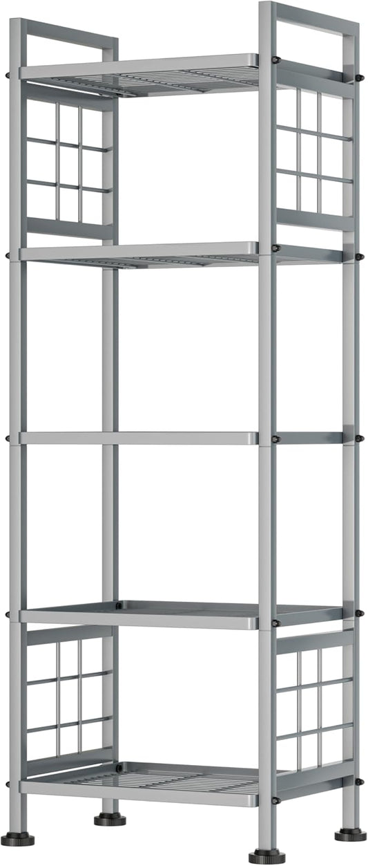 GIOTORENT 5-Wire Standing Storage Shelf, Metal Shelving Unit Pantry Rack for Laundry Kitchen Bathroom Organizer(Silver)