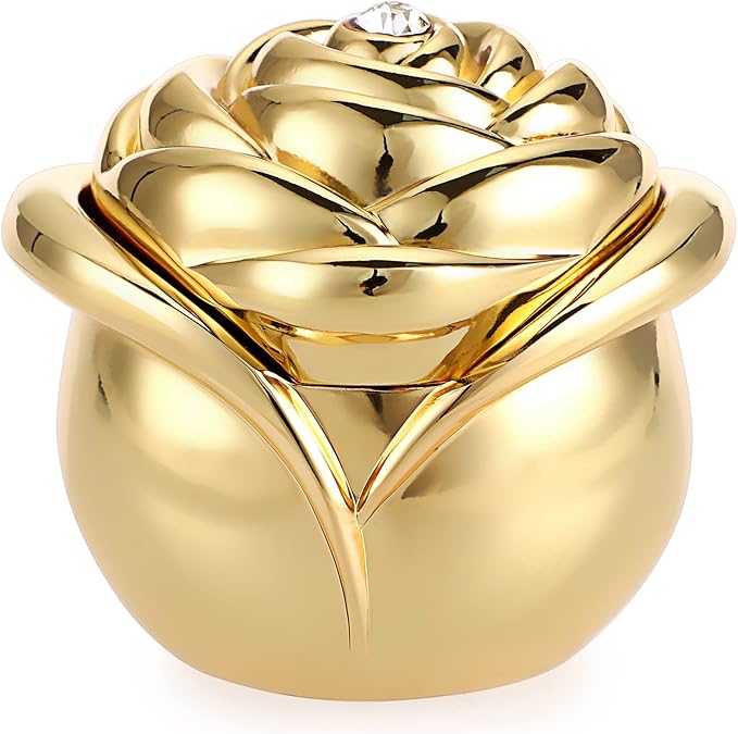 Hipiwe Rose Shape Vintage Jewelry Box - Gold Metal Trinket Organizer Small Jewelry Storage Holder Treasure Box Case Keepsake Box for Rings Earrings Necklace Gift for Women, Large