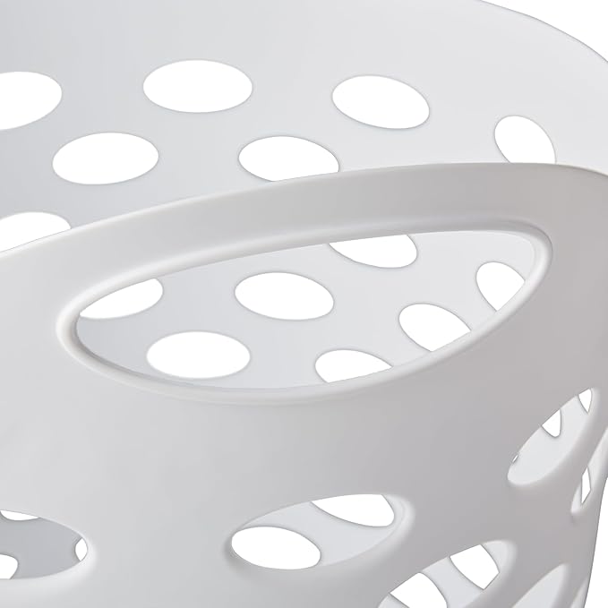 2 BUSHEL Flexible Laundry Basket,Tall plastic hamper for Clothes, Bedroom, and Storage - Portable Round Bin with Carry Handles 17.75" x 17.25" x 26", White (2)