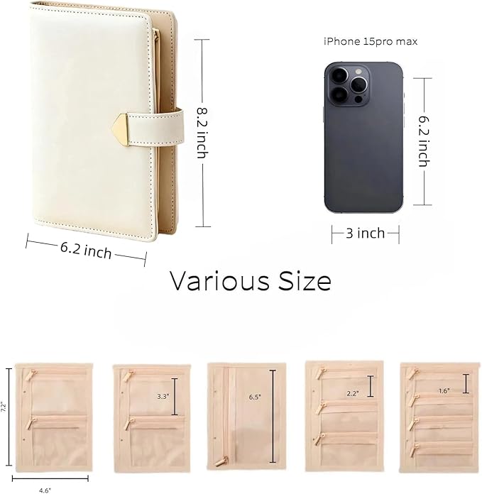 Travel Jewelry Binder Organizer, Portable PU Jewelry Book Organizer with 4 Necklace Clips & 5 Zipper Velvet Pouch For Rings,Necklace,Earrings - Perfect Jewelry Storage Book Gift For Women Girls