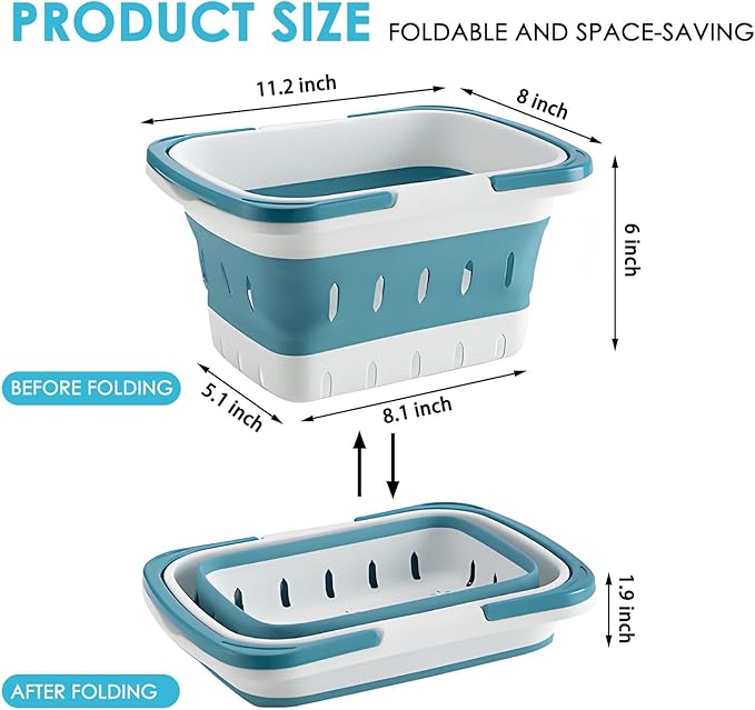 Fammart Portable Shower Caddy Tote – Collapsible Plastic Basket with Handles, Foldable Storage Organizer for Bathroom, Kitchen, College Dorm, Gym, Travel & Camping, Blue