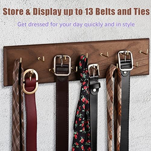 Belt Organizer, Wall Mounted Hanger for Closet, Brown - Image 3