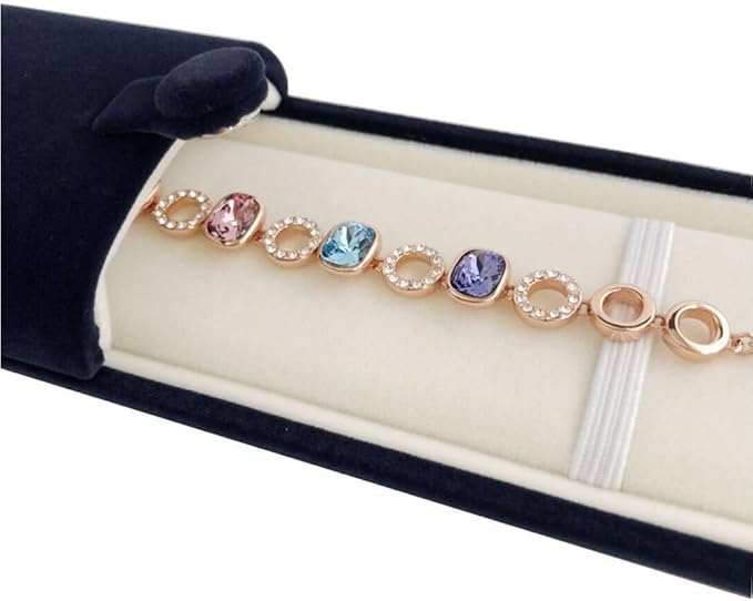 Premium Grade Jewelry Gift Box for Bracelet Necklace Navy Blue Velvet Present Modern Elegant Store Gallery Present (Jewelry is not included)