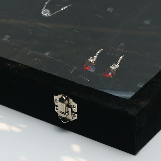 Jewelry Box Necklace Organizer Tray (Black) Necklace Display Case for Storage Jewelry Necklaces Display Stand 24 Slot Pendant Holder for Women