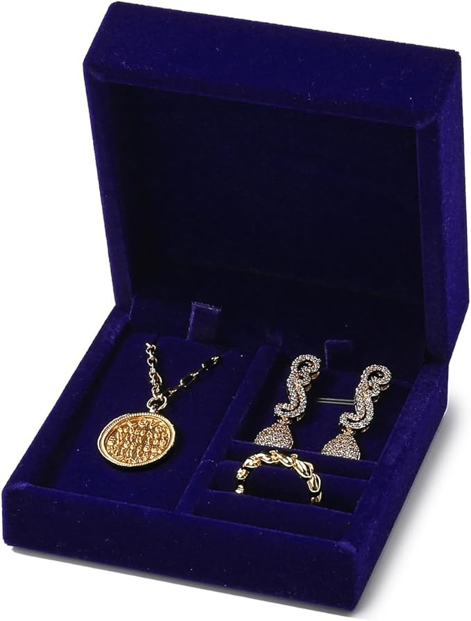 3 in 1 Velvet Jewelry Set Gift Box Earring Gift Box Ring Necklace Boxes Small Jewelry Storage Boxes for Travel Birthday Mother's Day Valentine's Day Gifts (Blue)